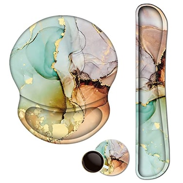 ARTSO ArtSo Mouse Pad Keyboard Wrist Rest Support Ergonomic Upgraded Cushion Mousepad Gel Memory Foam NonSlip Rubber Base Pain Relief Easy Typing for HomeOffice Abstract Art Marble