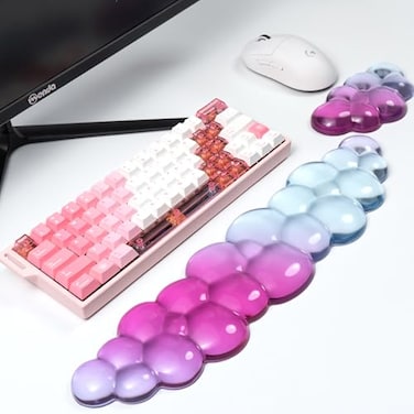 Sumgsn Ergonomic Cloud Silicone Gel Keyboard and Mouse Wrist Rest Set Clear Wrist Rest for Keyboard 606875 Comfort Support for Typing and Gaming Pink Blue
