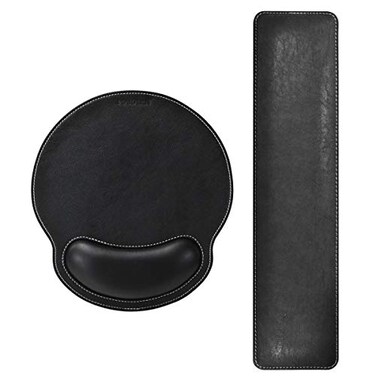 MAIDERN Keyboard Wrist Rest and Mouse Wrist Rest Pad PU Leather Memory Foam Set for ComputerLaptopMac Durable Comfortable Lightweight for Easy Typing Pain Relief Black