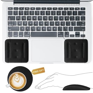 VAGAU Wrist Rests for Laptop Wrist Support for Keyboard and Mouse Ergonomic Memory Foam Wrist Pads for Laptop Office Computer Comfortable Typing Wrist Pain Carpal Tunnel Relief Black