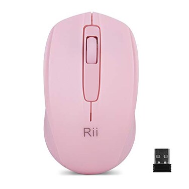 Rii Wireless Mouse24G Portable Computer Mice for PC Laptop WindowsOffice Included Wireless USB dongle Pink