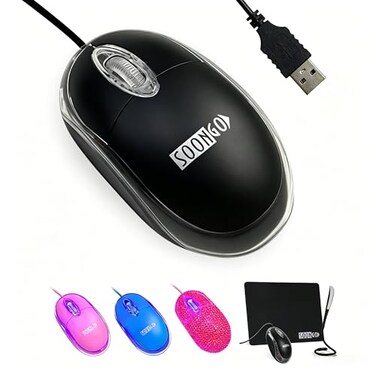 SOON GO Wired MouseUSB Wired MouseErgonomic Optical Design15M USB Cable Plug Play for PCLaptopDesktop Black