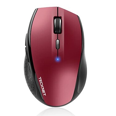 TECKNET Bluetooth Mouse 4800 DPI Wireless Mouse 2Year Battery 6 Adjustable DPI 6 Buttons Compatible with LaptopWindowsComputer Red