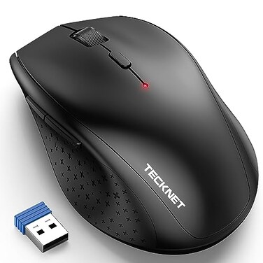 TECKNET Wireless Mouse 24G Computer Mouse with 6Level Adjustable 4800 DPI 30 Months Battery Ergonomic Grips 6 Buttons Portable for PC Chromebook Mac Carbon Black