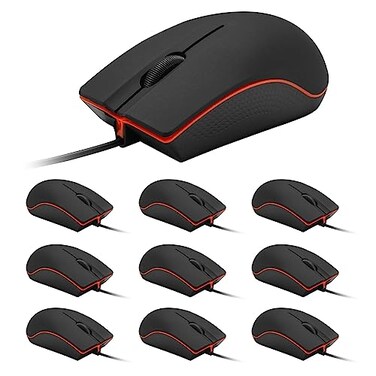 Guiheng 10 Pack Wired Mouse USB Wired Computer Mouse for Right or Left Hand Ergonomic with Durable Clicks for PC Laptop Desktop Chromebook Notebook Mac