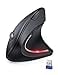 TECKNET Ergonomic Wireless Vertical Mouse 4800 DPI with 5 Adjustable Levels 24GHz Optical 6 Buttons for Laptop Desktop PC MacBook Black