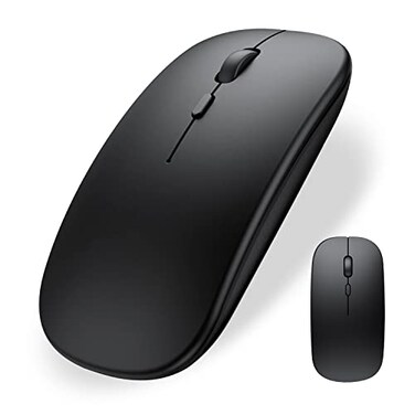 Dolrso Wireless Bluetooth Mouse for iPadMacBook ProAirLaptoppc Rechargeable Silent Mouse Portable Slim for Surface ProLenovoSamsung Tablet Black