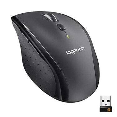 Logitech M705 Marathon Wireless Mouse Long 3 Year Battery Life Ergonomic Sculpted RightHand Shape HyperFast Scrolling and USB Unifying Receiver for Computers and laptops Dark Gray