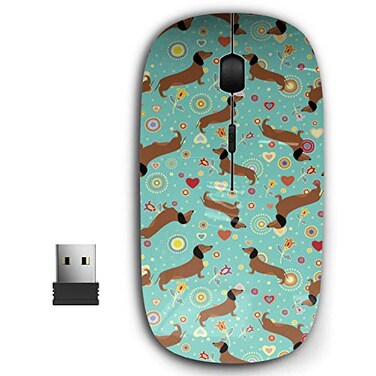 KAWAMOUSE 24G Ergonomic Portable USB Wireless Mouse for PC Laptop Computer Notebook with Nano Receiver Dachshunds