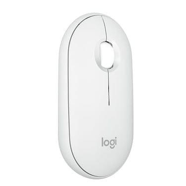Logitech Pebble Mouse 2 M350s Slim Bluetooth Wireless Mouse Portable Lightweight Customizable Button Quiet Clicks EasySwitch for Windows macOS iPadOS Android Chrome OS Tonal White