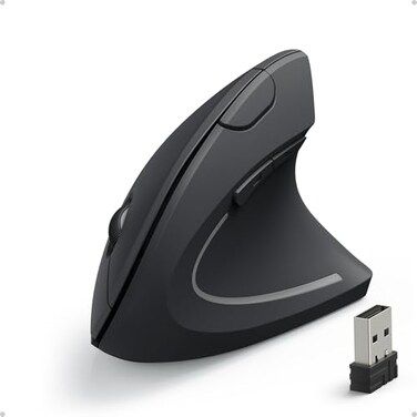 Anker 24G Wireless Vertical Ergonomic Optical Mouse for Work MultiDevice Connectivity 8001200 1600 DPI 5 Buttons for Laptop Desktop PC Black