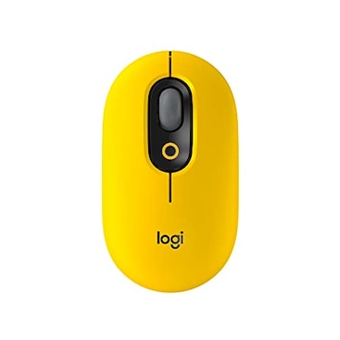 Logitech POP Mouse Wireless Optical Mouse with Customizable Emojis SilentTouch Technology PrecisionSpeed Scroll Compact Design Bluetooth MultiDevice OS Compatible Blast Yellow