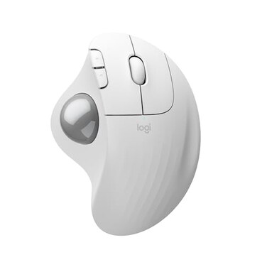 Logitech Ergo M575S Wireless Trackball Mouse Wireless Ergonomic Mouse with Bluetooth and Encrypted Dongle Comfortable Thumb Control Precise and Smooth Tracking for PCMac Off White Silver Ball