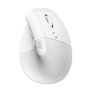 Logitech Lift Vertical Ergonomic Mouse Wireless Bluetooth or Logi Bolt USB Receiver Quiet clicks 6 Buttons Compatible with WindowsmacOSiPadOS Laptop PC Off White