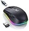 PEIOUS Wireless Mouse Jiggler LED Wireless Mice with Buildin Jiggler Mover Rechargeable Moving Mouse for Computer with Undetectable Random Movement Keeps PC Laptop Awake Black