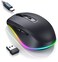 PEIOUS Wireless Mouse Jiggler LED Wireless Mice with Buildin Jiggler Mover Rechargeable Moving Mouse for Computer with Undetectable Random Movement Keeps PC Laptop Awake Black