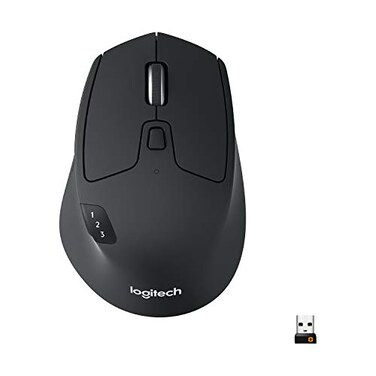 Logitech M720 Triathlon MultiDevice Wireless Mouse Bluetooth USB Unifying Receiver 1000 DPI 6 Programmable Buttons 2Year Battery Compatible with Laptop PC Mac iPadOS Black
