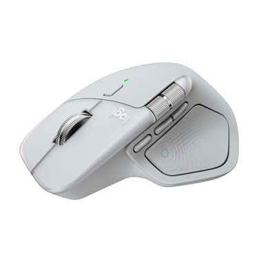 Logitech MX Master 4 for Mac Ergonomic Bluetooth Mouse with Advanced Performance Haptic Feedback UltraFast Scrolling USBC Charging MacOS iPadOS Windows White Silver