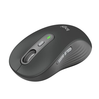 Logitech Signature Plus M750 L Wireless Mouse for Large Hands SmartWheel Bluetooth Multi Device 24Month Battery Silent Clicks Customizable Side Buttons Contoured Shape Graphite