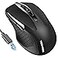 TechRise Bluetooth Mouse BT5030 24G Rechargeable Wireless Mouse 4800 DPI Optical Tracking 6 Adjustable DPI 24GHz with USB A Receiver Quiet Clicks Ergonomic Grips 6 Buttons Black