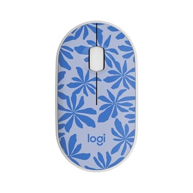 Logitech M340 Wireless Mouse with Limited Edition Prints USB Receiver and Silent Clicks Portable Wireless Mouse for Laptop PC Windows Chrome Surface Blue Floral