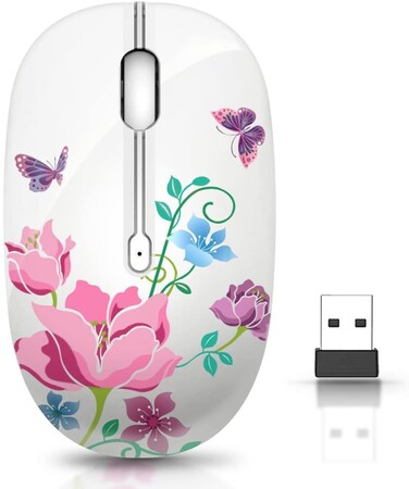 JUHOO Wireless Mouse with Nano Receiver for PC Laptop Notebook Computer MacBook Less Noise Portable Mobile Optical Mice