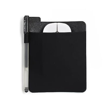 AubRie Universal StickOn Mouse Pouch Wireless Mouse and Pen Holder Reusable Adhesive No Glue Residue Compatible with Battery PackBlack