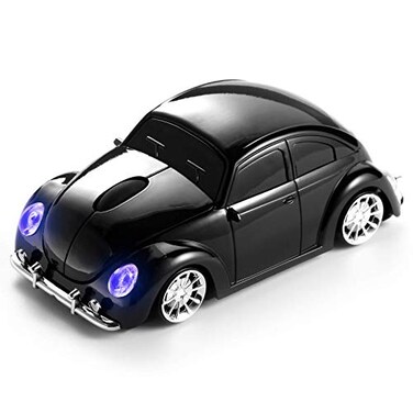 BKLNOG Classic Car Shaped Mouse Updated with LED Headlights 1600 DPI 24Ghz Wireless Computer Mouse Comfortable for Every Use Blue