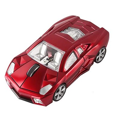 CHUYI Cool Sports Car Shaped Wireless Mouse 1600DPI Cordless Optical Mice with USB Receiver for Office School Home Travel for PC Laptop Computer Gift Red1 Pack
