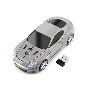 ECOiNVA Wireless Sports Car Mouse Gaming Optical Mice 24GHz Portable USB Receiver Gray