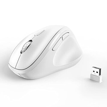 MICROPACK Digitally Ergonomic Wireless Mouse 2025 New Updated Smaller with USBA Receiver for PC Computer Laptop and Desktop Ergo Mouse Vertical with Silent Clicks Long Battery Life Up to 1600 DPI Whit