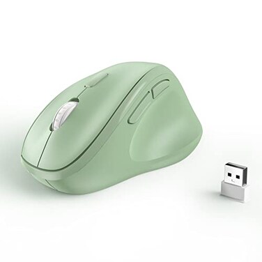 MICROPACK Digitally Ergonomic Wireless Mouse with USB Receiver for PC Computer Laptop and Desktop Ergo Vertical Mouse with Silent Clicks Long Battery Life Up to 1600 DPI 1 AA Battery Powered Green