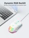 ONITOON Wired USB Mouse Computer Mouse with RGB Lighting 4 Adjustable DPI Ergonomic Optical Office Mouse 7 Buttons Corded Mice for WindowPCLaptopDesktopMacChromebook White