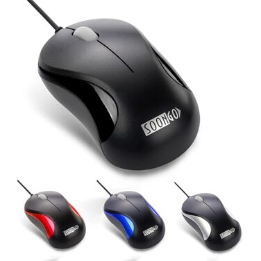 SOON GO Mini USB Wired Mouse for Laptop Office Business Notebook MacBook Desktop Chromebook PC Black