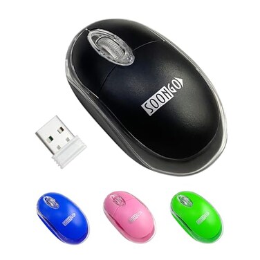 SOON GO Mini Wireless MousePortable Mobile Optical Cordless Mouse fit for MacLaptop DesktopBlack