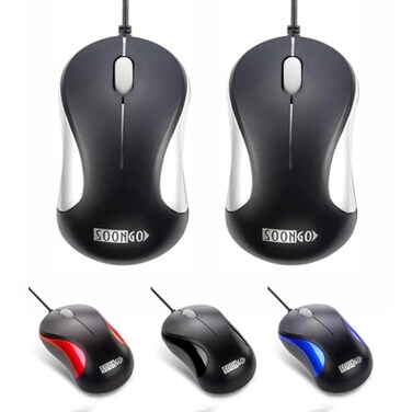 SOON GO USB Mouse 2 Pack Computer Mouse Ergonomic Optical Wired Mice for Office and HomeCompatible with Computer Laptop PC Desktop Silver by SOONGO