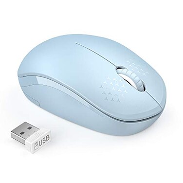 seenda Wireless Mouse 24G Noiseless Mouse with USB Receiver Portable Computer Mice for PC Tablet Laptop with Windows System Light Blue