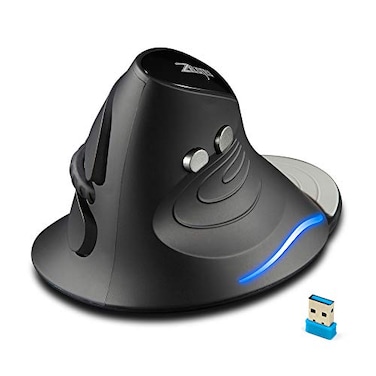zelotes Vertical Wireless Mouse2400DPIRemovable Wrist Rest6 ButtonsErgonomic DesignLED IlluminationUSB Optical Portable Mouse for LaptopPCMacBlack