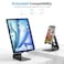 OMOTON Adjustable Tablet Stand for Desk Upgraded Longer Arms for Greater Stability T2 Tablet Holder with Hollow Design for Bigger Sized Phones and Tablets Such as iPad ProAirMini Black