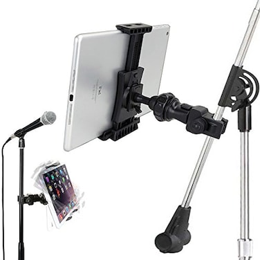 Accessory Basics QuickLock Microphone Music Mic Stand Pole bar Mount for Apple ipad Pro Air Mini Galaxy Tab S24 S23 iPhone 15 16 Pro MAX Plus use with All 712 Tablet Smartphones