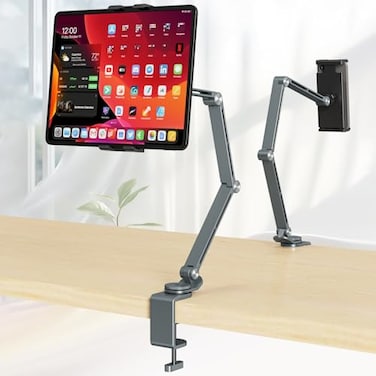 Houele Tablet Stand Holder Adjustable Foldable Tablet Arm iPad Desk Mount with 360Rotate Base Phone Holder iPad Stand for Desk and Bed Compatible with Tablets Phones or Other 4156 Device