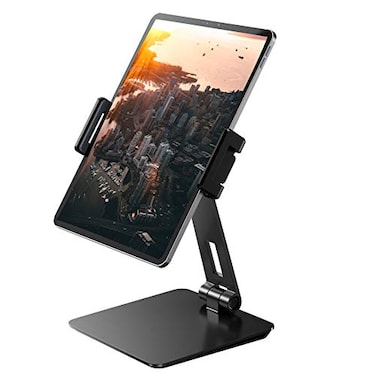 Maxonar iPad Stand Holder HeavyDuty Aluminum Alloy Tablet Stand 360 Swivel Foldable iPad Pro Air Charging Stand Holder for Desk Bed Store POS Showcase Reception Kitchen Office 613 Grey