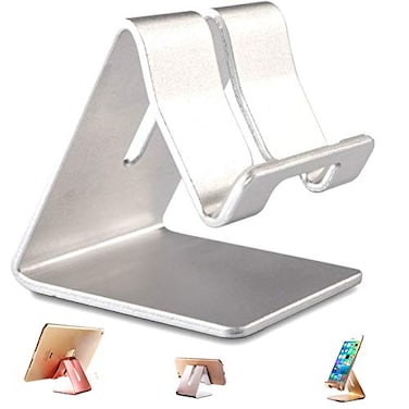 iBarbe Phone Stand HolderAluminum Solid Portablet Desktop Dock Hands Free Cradle Compatible with Tablets Such As iPad Air Mini Pro Phone 15 14 413 Inch Silver