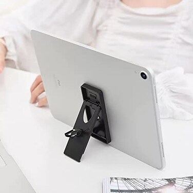 WUOJI 4Angle Adjustable Tablet Stand with 360 Rotating Finger Ring UltraSlim Foldable Tablet Holder Strong Adhesive AntiDrop Grip for iPad Galaxy Tab All 711 Tablets 1Pack