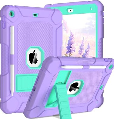 BMOUO Case for iPad 9th 8th 7th Generation 102 inch 202120202019 Shockproof Protective iPad 102 Case with Builtin StandPencil Holder Purple