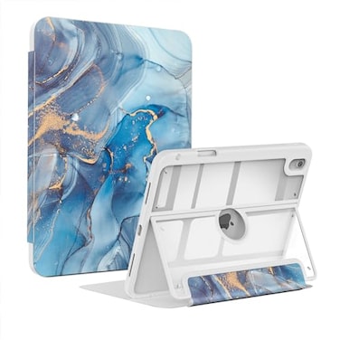 Piznernico Case for ipad 11th Generation 2025 A16 11 inch for ipad 10th Generation Case 109 2022 with Pencil Holder Adjustable MultiAngle Stand Clear Cover Auto WakeSleep Blue Marble