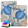 YOYOYX Case for iPad Air 11inch M3 2025 M2 2024 iPad Air 5th4th Generation 109 PU Leather Smart Folding Stand 360 Degree Rotating TPU Cover with Auto SleepWake Sea Turtle