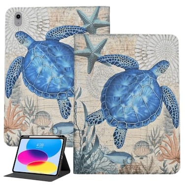 YOYOYX Case for iPad Air 11inch M3 2025 M2 2024 iPad Air 5th4th Generation 109 PU Leather Smart Folding Stand 360 Degree Rotating TPU Cover with Auto SleepWake Sea Turtle