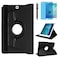 R.SHENGTE Case for Samsung Galaxy Tab A 97 inch 2015 SMT550 T555 SMP550 P555 360 Degree Rotating Stand Case Smart Protective Coverwith Stylus PenScreen Film Black