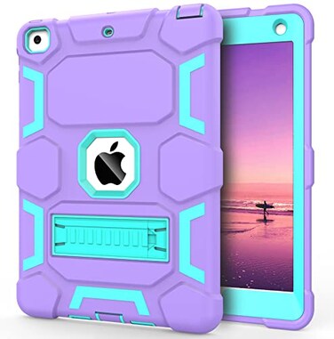 CCMAO Compatible with iPad 6th Generation Cases iPad 5th Generation Case iPad 97 Case iPad Air 2 Case Hybrid Shockproof Rugged Drop Protection Case with Kickstand PurpleGreen